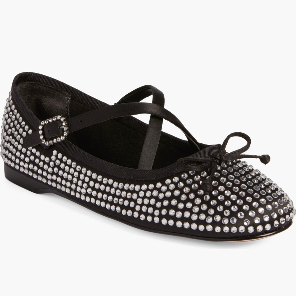 Circus By Sam Edelman Zuri Embellished Rhinestone Black Ballet Flat NIB 7.5 - Picture 2 of 6